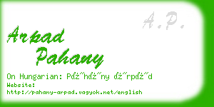 arpad pahany business card